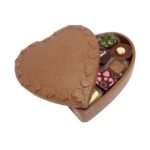 Edible Chocolate Heart Box W. Truffles & Clusters Deluxe