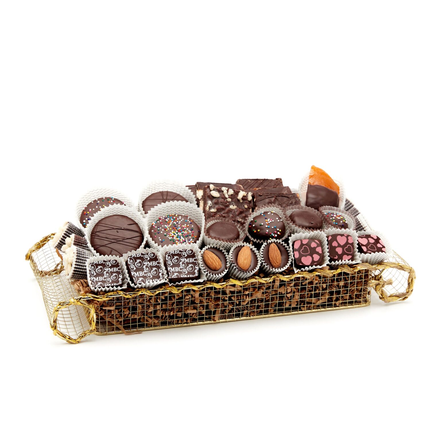 Gold Scroll Chocolate Gift Basket Miami Beach Chocolate
