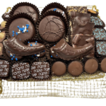 Rosh Hashanah Gold Scroll Square Chocolate Gift Basket